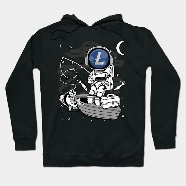 Astronaut Fishing Litecoin LTC Coin To The Moon Crypto Token Cryptocurrency Blockchain Wallet Birthday Gift For Men Women Kids Hoodie by Thingking About